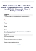  NR507 Midterm Exam 2023 / NR 507 Week 4 Midterm Advanced Pathophysiology Midterm Exam Latest 2023-2024  Chamberlain College Of Nursing(VERSION B)