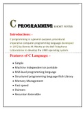 C Programming Short Notes