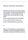 Skillsoft - Final Exam: Cloud Security with all correct answers