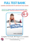 Test Bank for Learning and Behavior 7th Edition by Paul Chance Chapter 1-13 Complete Guide