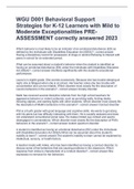 WGU D001 Behavioral Support Strategies for K-12 Learners with Mild to Moderate Exceptionalities PRE-ASSESSMENT correctly answered 2023