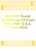 NR 601HESI RN MentalHealth Exam (20Exam Sets, 1500+ Q &A, Newest-2022