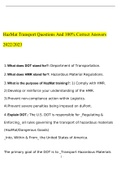 HazMat Transport Test Questions and Answers 