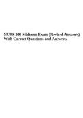 NURS 209 Midterm Exam (Revised Answers) With Correct Questions and Answers. 