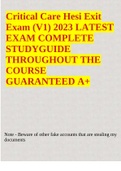 Critical Care Hesi Exit Exam (V1) 2023 LATEST EXAM COMPLETE STUDYGUIDE THROUGHOUT THE COURSE GUARANTEED A+