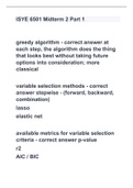 ISYE 6501 Midterm 2 Part 1 with 100% correct answers