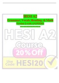 HESI A2 GRAMMAR, VOCAB, READING, & MATHS VERSION 2