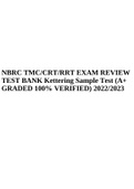 NBRC TMC/CRT/RRT EXAM REVIEW TEST BANK Kettering Sample Test (A+ GRADED 100% VERIFIED) 2022/2023.