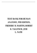 TEST BANK FOR HUMAN ANATOMY, 9TH EDITION, FREDERIC H. MARTINI, ROBERT B. TALLITSCH, JUDI L. NATH