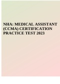 NHA: MEDICAL ASSISTANT (CCMA) CERTIFICATION PRACTICE TEST 2023