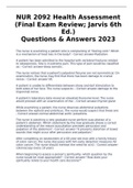 NUR 2092 Health Assessment (Final Exam Review; Jarvis 6th Ed.) Questions & Answers 2023