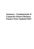 Summary - Fundamentals of Corporate Finance Business Finance Notes Updated 2023