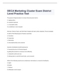 DECA Marketing Cluster  District Level Practice Test exam 2023 with 100% correct answers