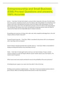 Entrepreneurship and Small Business (ESB) Pre-test Questions and answers, 100% Accurate