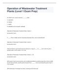 Operation of Wastewater Treatment Plants (Level 1 Exam Prep) 2023 with 100% correct answers