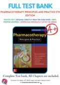 Test Bank for Pharmacotherapy Principles and Practice 5th Edition By Marie A. Chisholm-Burns; Terry L. Schwinghammer; Patrick M. Malone; Jill M. Kolesar; Kelly C. Lee; P Chapter 1-102 Complete Guide A+