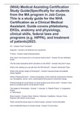 (NHA) Medical Assisting Certification Study Guide(Specifically for students from the MA program in Job Corps. This is a study guide for the NHA Certification as a Clinical Medical Assistant. Guide covers phlebotomy, EKGs, anatomy and physiology, clinical 