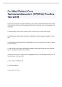 Certified Patient Care Technician/Assistant (CPCT/A) Practice Test 2.0 B exam 2023 with 100% correct answers