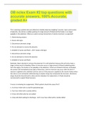 OB nclex Exam #2 top questions with accurate answers, 100% Accurate, graded A+