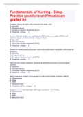 Fundamentals of Nursing - SleFundamentals of Nursing - Sleep- Practice questions and Vocabulary graded A+ep- Practice questions and Vocabulary graded A+