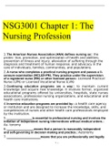 NSG3001 : INTRODUCTION TO THE PROFESSION OF NURSING STUDY GUIDE NOTES : South University,Updated 2020