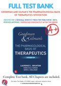 Test Bank for Goodman and Gilman's The Pharmacological Basis of Therapeutics 13th Edition By Laurence Brunton; Bjorn Knollman; Randa Hilal-Dandan Chapter 1-71 Complete Guide A+