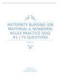 Maternity Nursing (OB Maternal & Newborn) NCLEX Practice Quiz #1 | 75 Questions