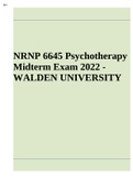 NRNP 6645 Psychotherapy Midterm Exam 2022 - WALDEN UNIVERSITY