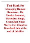 Managing Human Resources 10th Edition By Monica Belcourt, Parbudyal Singh, Scott Snell, Shad Morris (Test Bank)