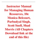 Managing Human Resources 10th Edition By Monica Belcourt, Parbudyal Singh, Scott Snell, Shad Morris (Instructor Manual)