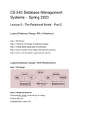 Summary of Database Management Systems, ISBN: 9780072465358  CS 542 - Lecture 5