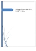 ECS3701 Monetary Economics summarised notes. Pass guaranteed.