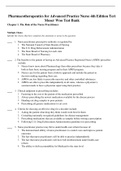 Complete Test Bank Pharmacotherapeutics for Advanced Practice Nurse 4th Edition Teri Moser Woo Questions & Answers with rationales (Chapter 1-52)