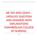 NR 509 APEA EXAM – UROLOGY QUESTION AND ANSWERS WITH EXPLANATIONS CHAMBERLAIN COLLEGE OF NURSING. 2023