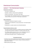 Entertainment Communication Summary