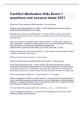 Certified Medication Aide Exam 1 questions and answers latest 2023