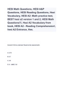 HESI Math Questions, HESI A&P Questions, HESI Reading Questions, Hesi Vocabulary, HESI A2: Math practice test, BEST hesi a2 version 1 and 2, HESI Math Questions!!!, Hesi A2 Vocabulary from book, HESI A2 - Reading Comprehension!, hesi A2 Entrance, ( A+ GRA