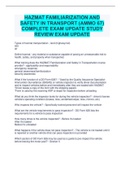 HAZMAT FAMILIARIZATION AND SAFETY IN TRANSPORT (AMMO 67) COMPLETE EXAM UPDATE STUDY REVIEW EXAM UPDATE 