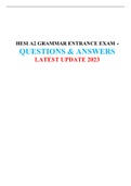 HESI A2 GRAMMAR ENTRANCE EXAM QUESTIONS & ANSWERS  LATEST UPDATE 2023