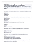 TEAS Nursing Enterence Exam Complete With Questions And Answers 2023