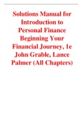 Solutions Manual For Introduction to Personal Finance Beginning Your Financial Journey 1st Edition By John Grable, Lance Palmer (All Chapters, 100% Original Verified, A+ Grade)