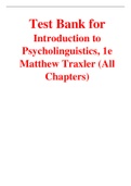 Introduction to Psycholinguistics, 1e Matthew Traxler (Test Bank)