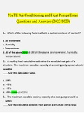 NATE Exam Air Conditioning and Heat Pumps  Questions Verified With Latest 2023 - 2024 100% Correct Answers