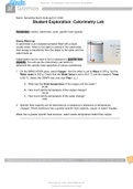 Student Exploration, Calorimetry Lab Vocabulary, calorie, calorimeter, joule, specific heat capacity.