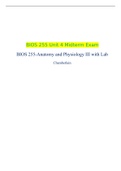 BIOS 255N Unit 4 Midterm Exam, BIOS 255-Anatomy and Physiology III with Lab, Anatomy and Physiology III: Chamberlain College of Nursing