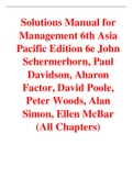 Management 6th Asia Pacific Edition By John Schermerhorn, Paul Davidson, Aharon Factor, David Poole, Peter Woods, Alan Simon, Ellen McBar (Solutions Manual)