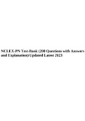 NCLEX-PN Test-Bank (200 Questions with Answers and Explanation) Updated Latest 2023.