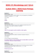 BIOD 171 / BIOD171 Microbiology Lab 7 Exam (Latest 2023 / 2024) Q & A Portage Learning