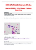 BIOD 171 / BIOD171 Microbiology Lab 9 Exam (Latest 2023 / 2024) Q & A Portage Learning