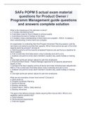 SAFe POPM 5 actual exam material questions for Product Owner / Programm Management guide questions and answers complete solution